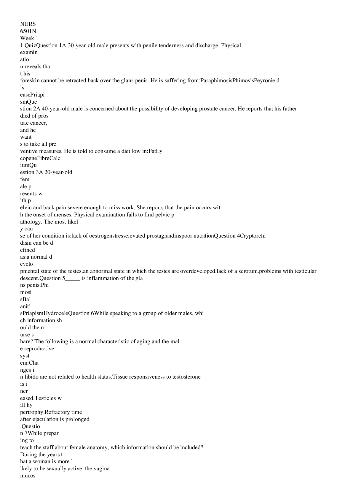 Preview image for NURS 6501N Week 11 Quiz (40 questions)/NURS 6501N Week 11 Quiz (40 questions)